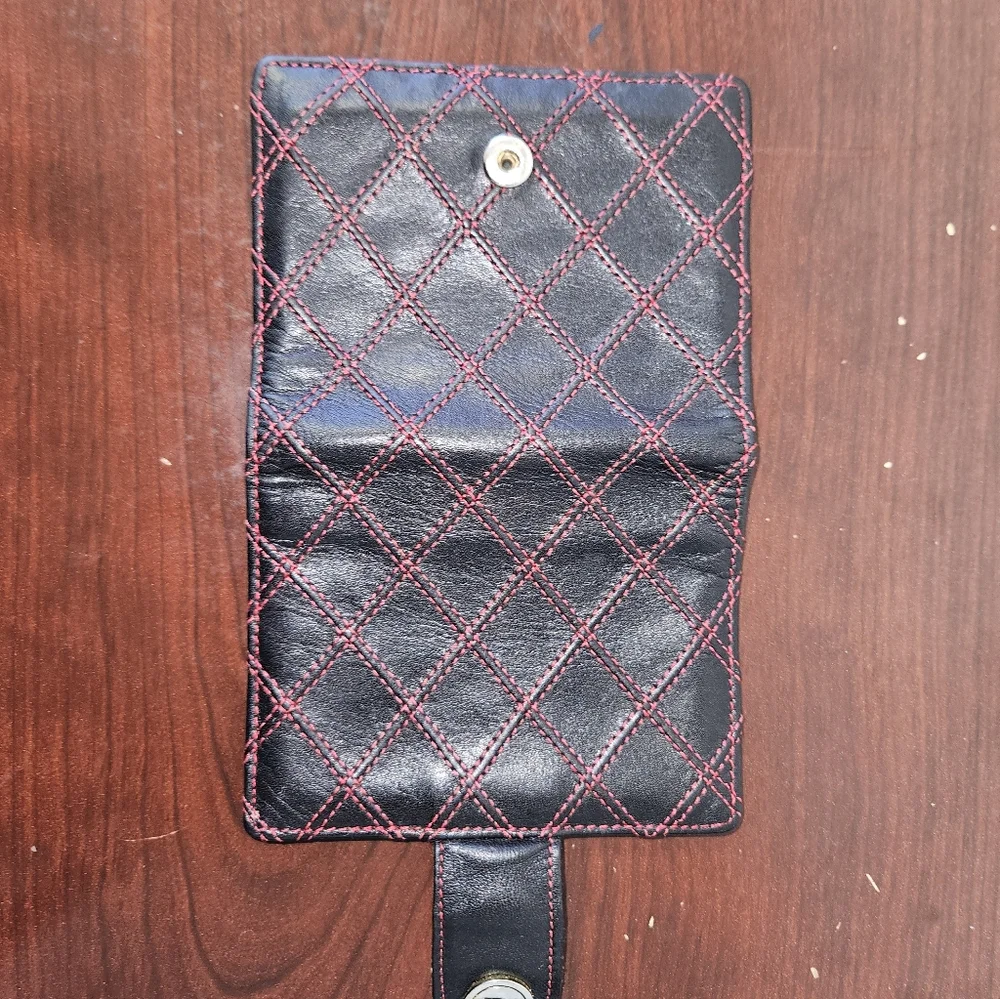 Christian Dior Black and Red Quilted Wallet